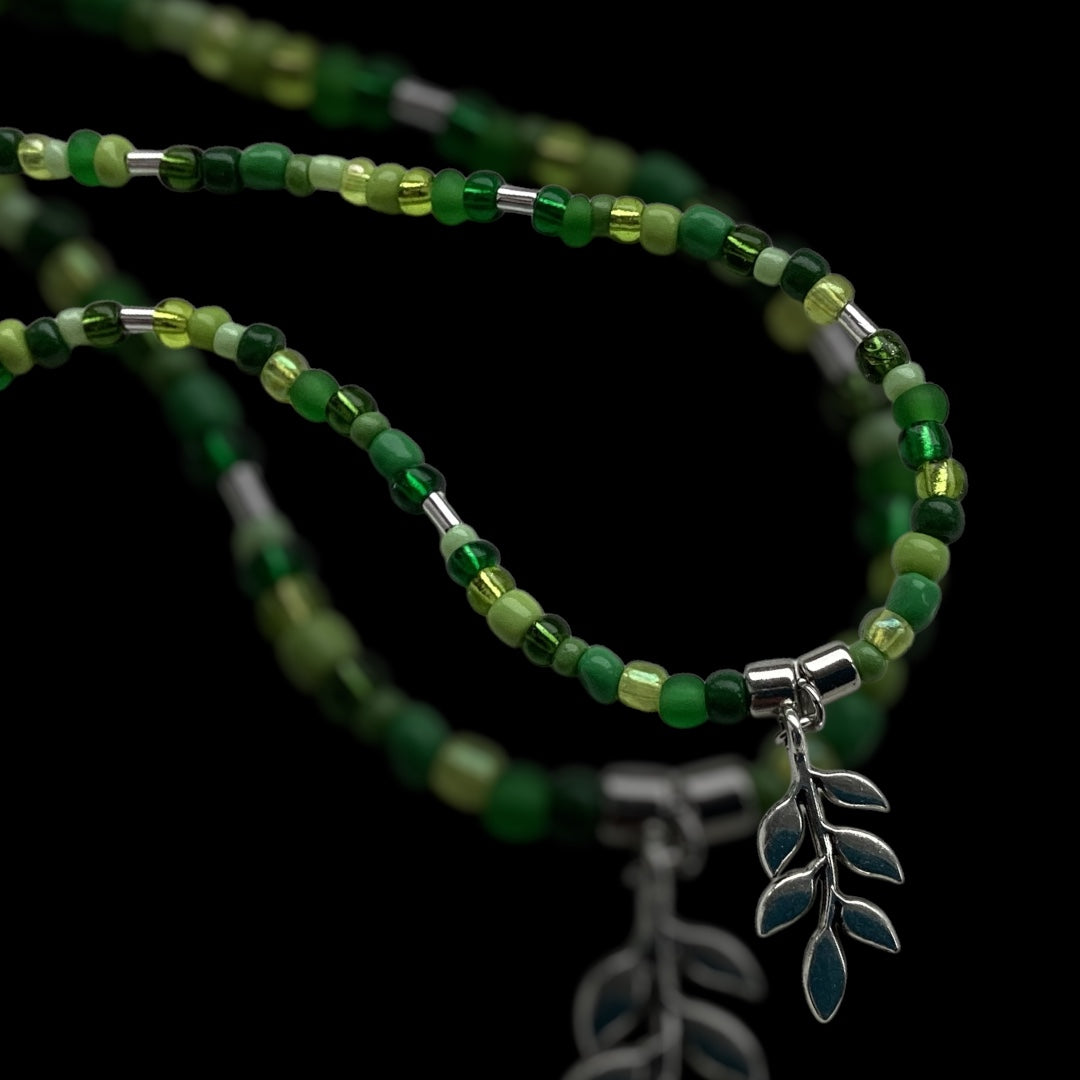 Green Leaves Beaded Necklace