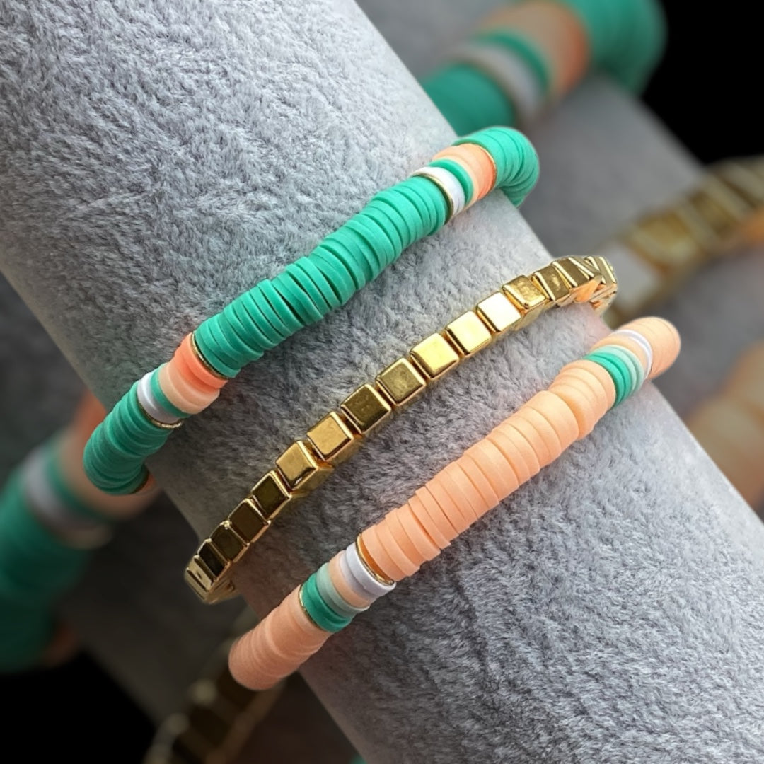 Coral Palm - Set of 3 Bracelet Stack