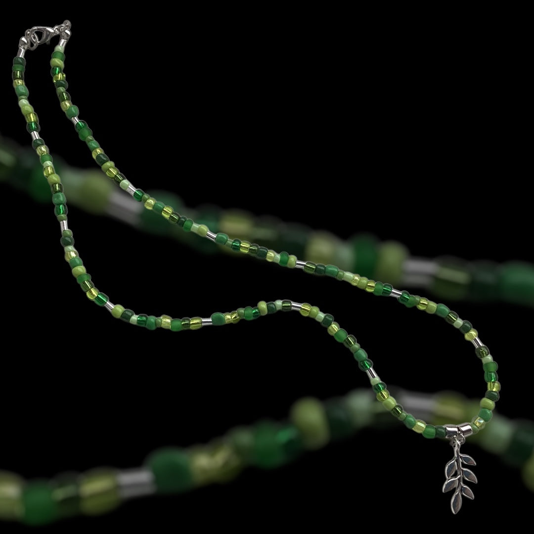 Green Leaves Beaded Necklace