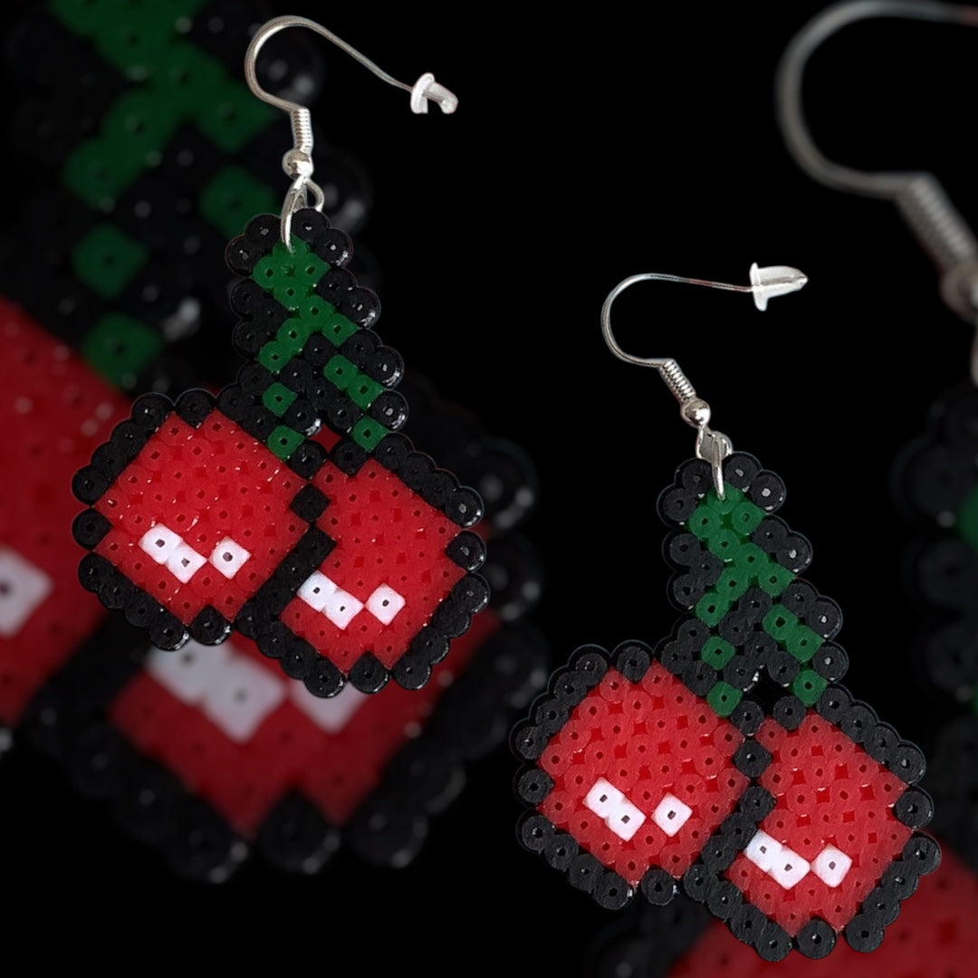 Cherry Pop – Fuse Bead Earrings – pxlnate - Main Image