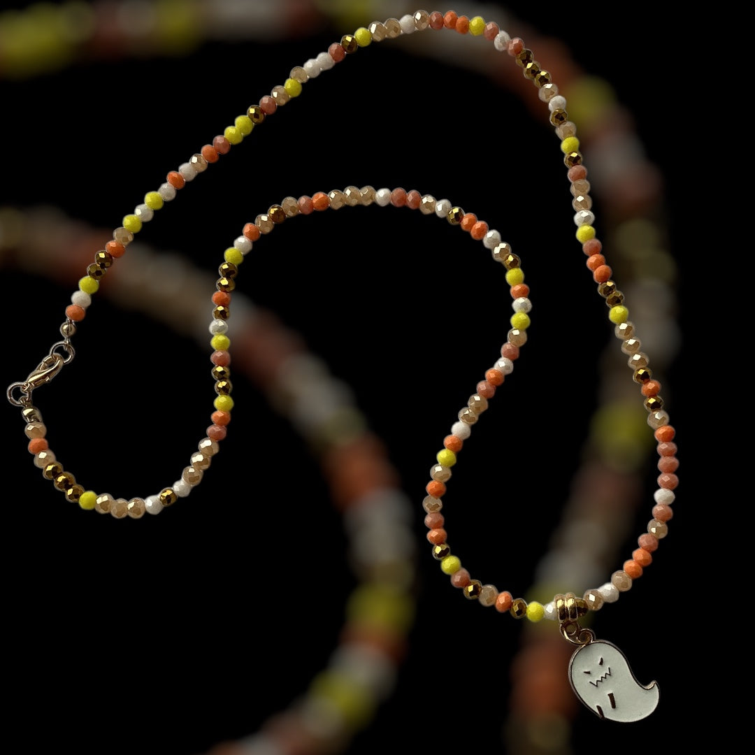 Halloween Ghost Beaded Necklace