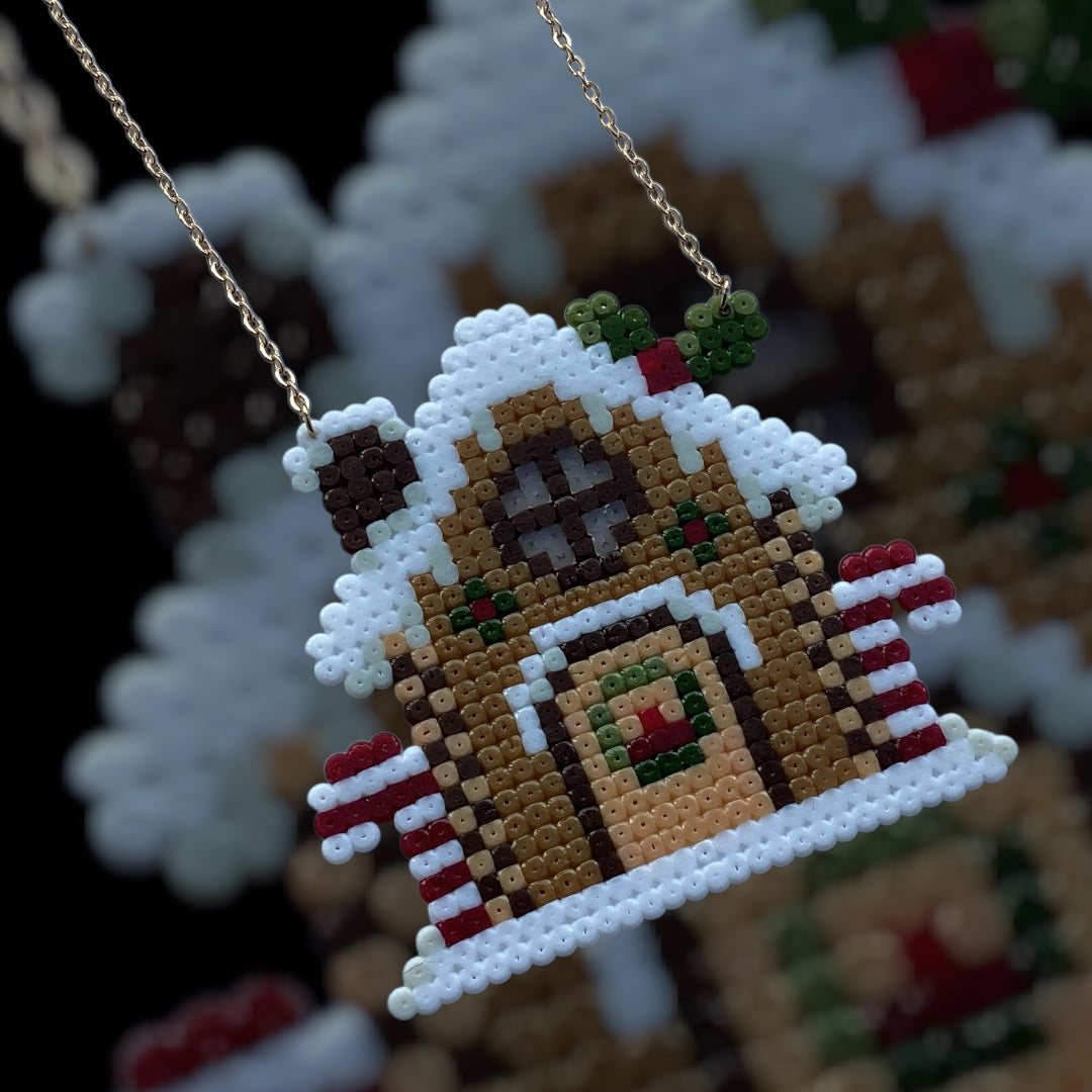 Gingerbread House - Fuse Bead Necklace