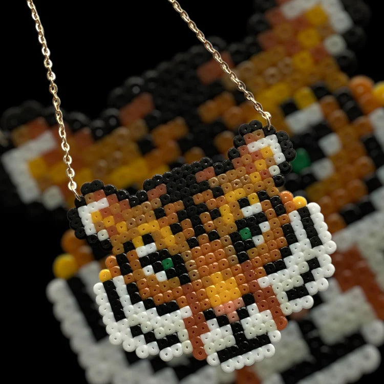 Tiger Head - Fuse Bead Necklace
