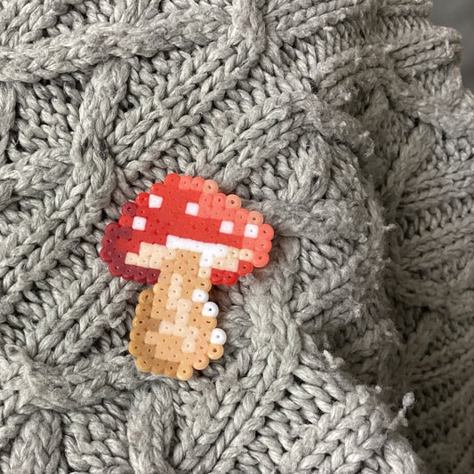 Forest Toadstool - Fuse Bead Pin Badge