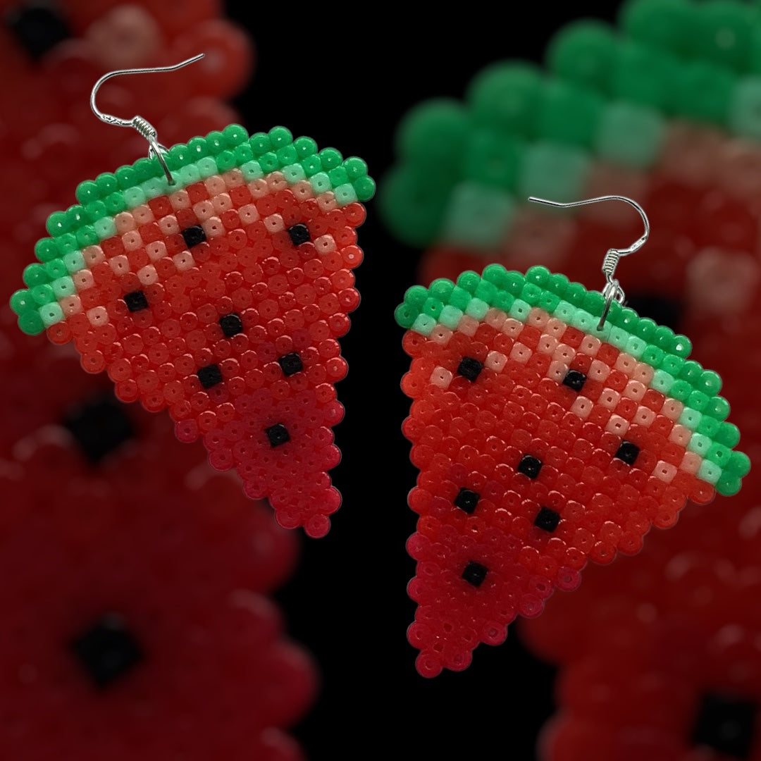 Watermelon Slice - Fuse Bead Earrings