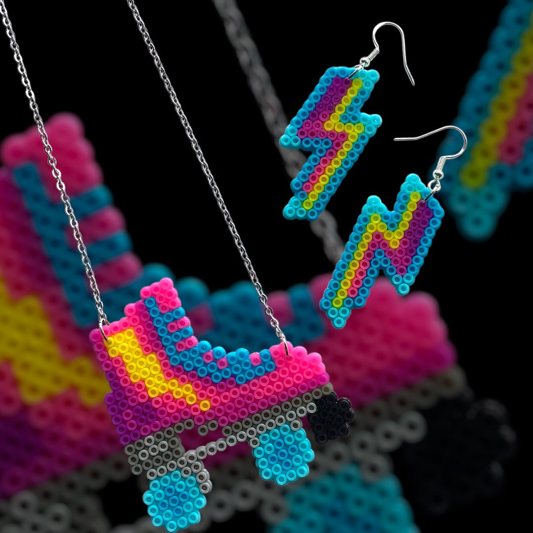 Roller Disco - Fuse Bead Necklace And Earring Set