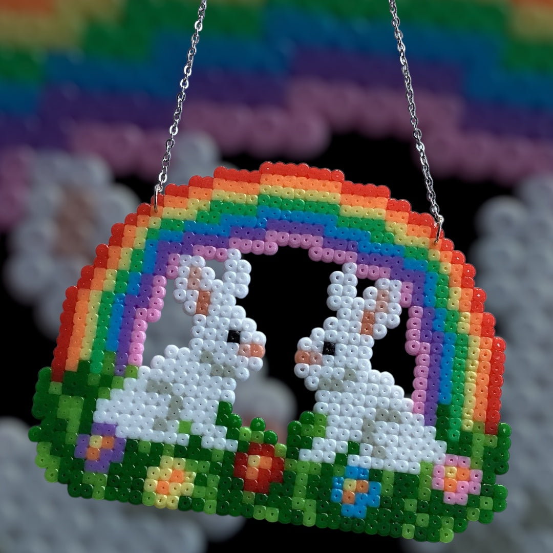 Rainbow Bunnies - Fuse Bead Necklace