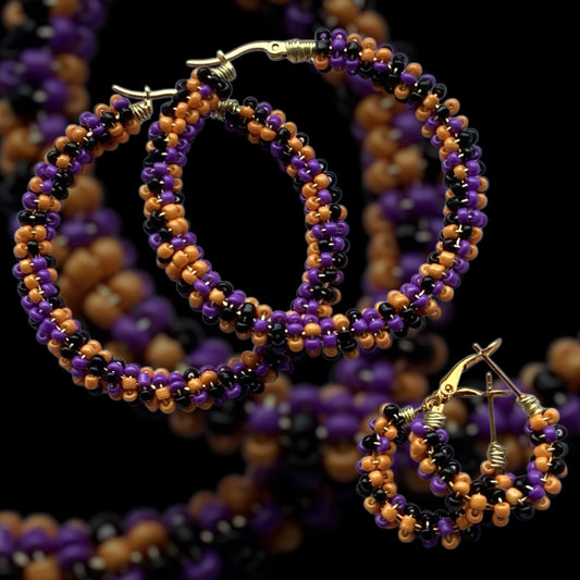 Enchanted Night Beaded Hoop Statement Earrings