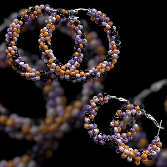 Trick or Treat Beaded Hoop Statement Earrings