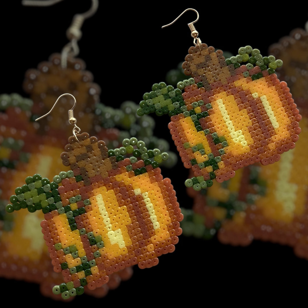 Autumn Pumpkin - Fuse Bead Earrings