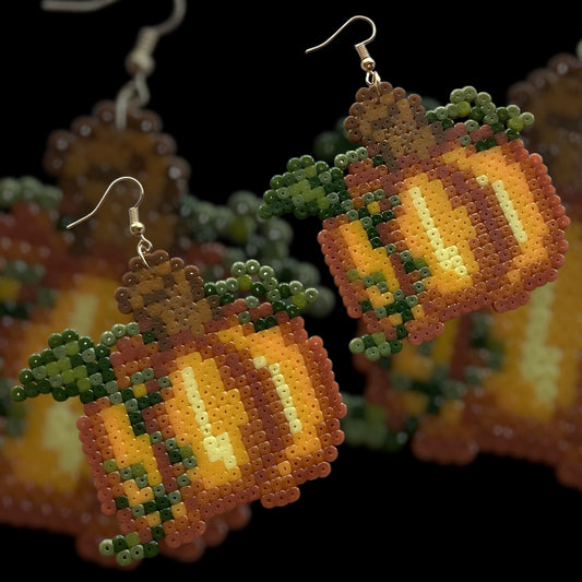 Autumn Pumpkin - Fuse Bead Earrings