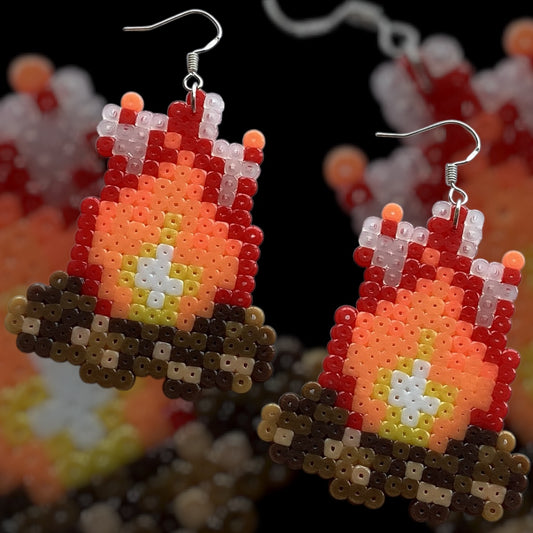 Cozy Campfire - Fuse Bead Earrings