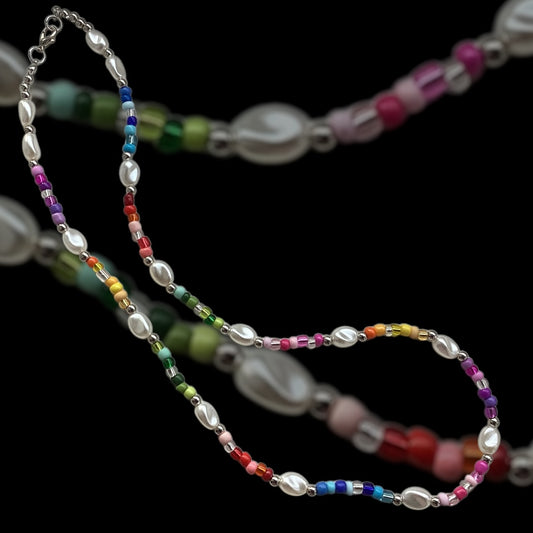 Prismatic Rainbow Dream Beaded Necklace