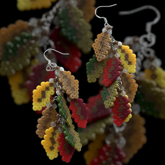 Cascading Autumn Leaves - Fuse Bead Earrings