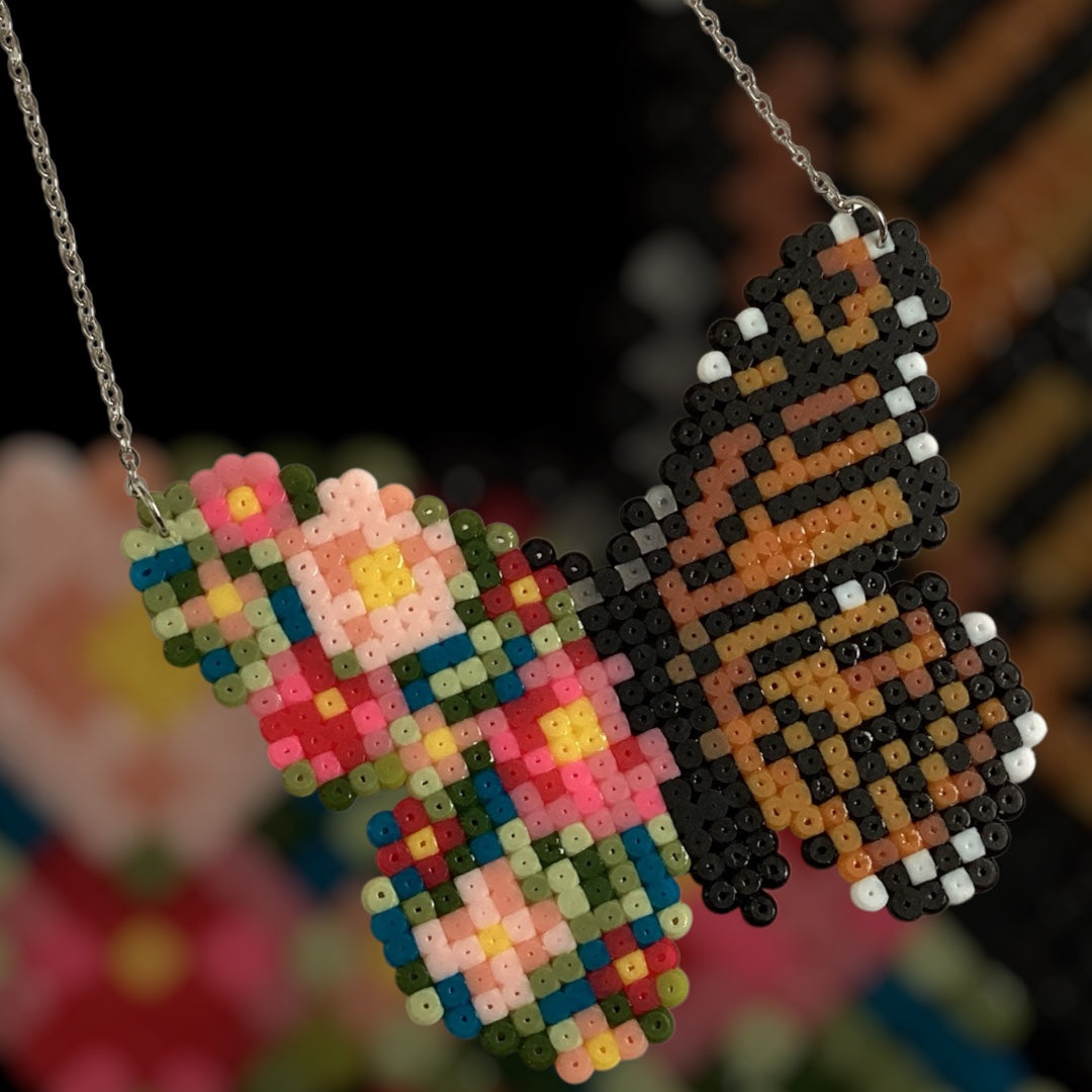 Floral Monarch Butterfly - Fuse Bead Necklace