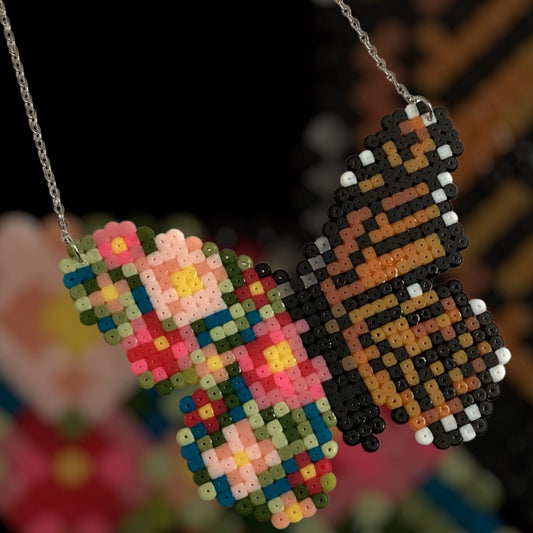 Floral Monarch Butterfly - Fuse Bead Necklace
