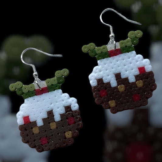 Christmas Pudding - Fuse Bead Earrings