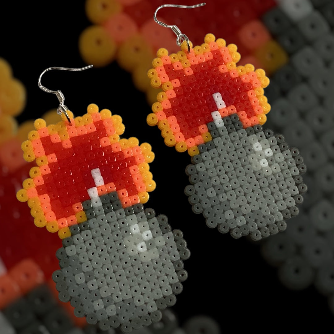 Lit Fuse Bomb - Fuse Bead Earrings