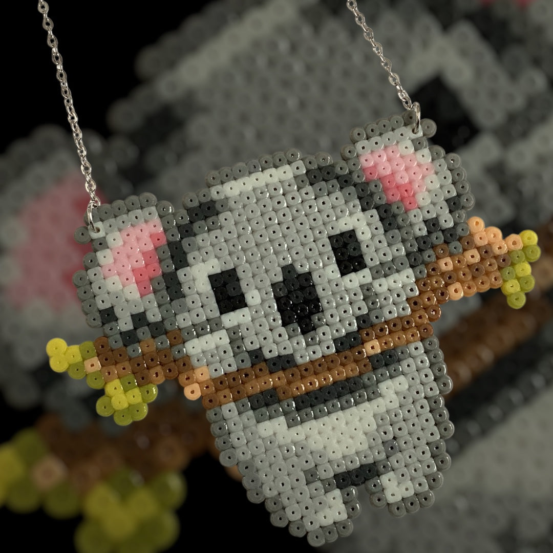 Hang In There Koala - Fuse Bead Necklace