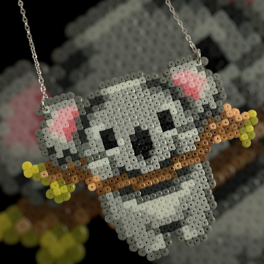 Hang In There Koala - Fuse Bead Necklace