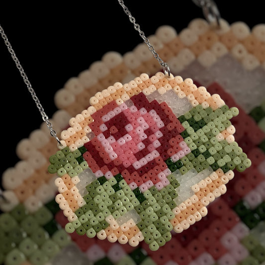 Vintage Rose - Fuse Bead Necklace