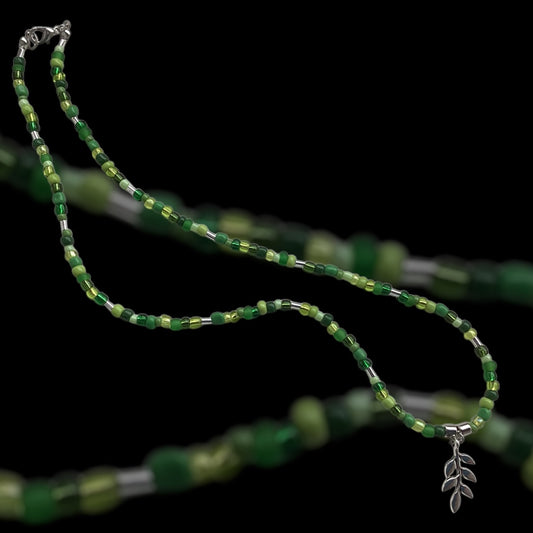 Green Leaves Beaded Necklace