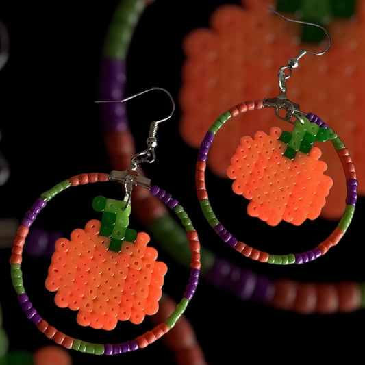 PIXEL PUMPKIN HOOP EARRINGS