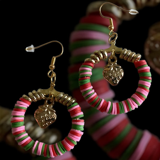 Strawberry Gold Shine - Hoop Earrings