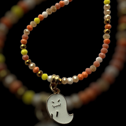 Halloween Ghost Beaded Necklace