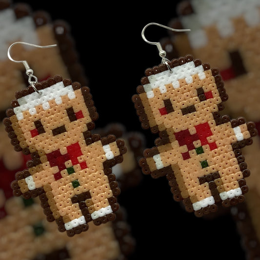 Gingerbread Man - Fuse Bead Earrings
