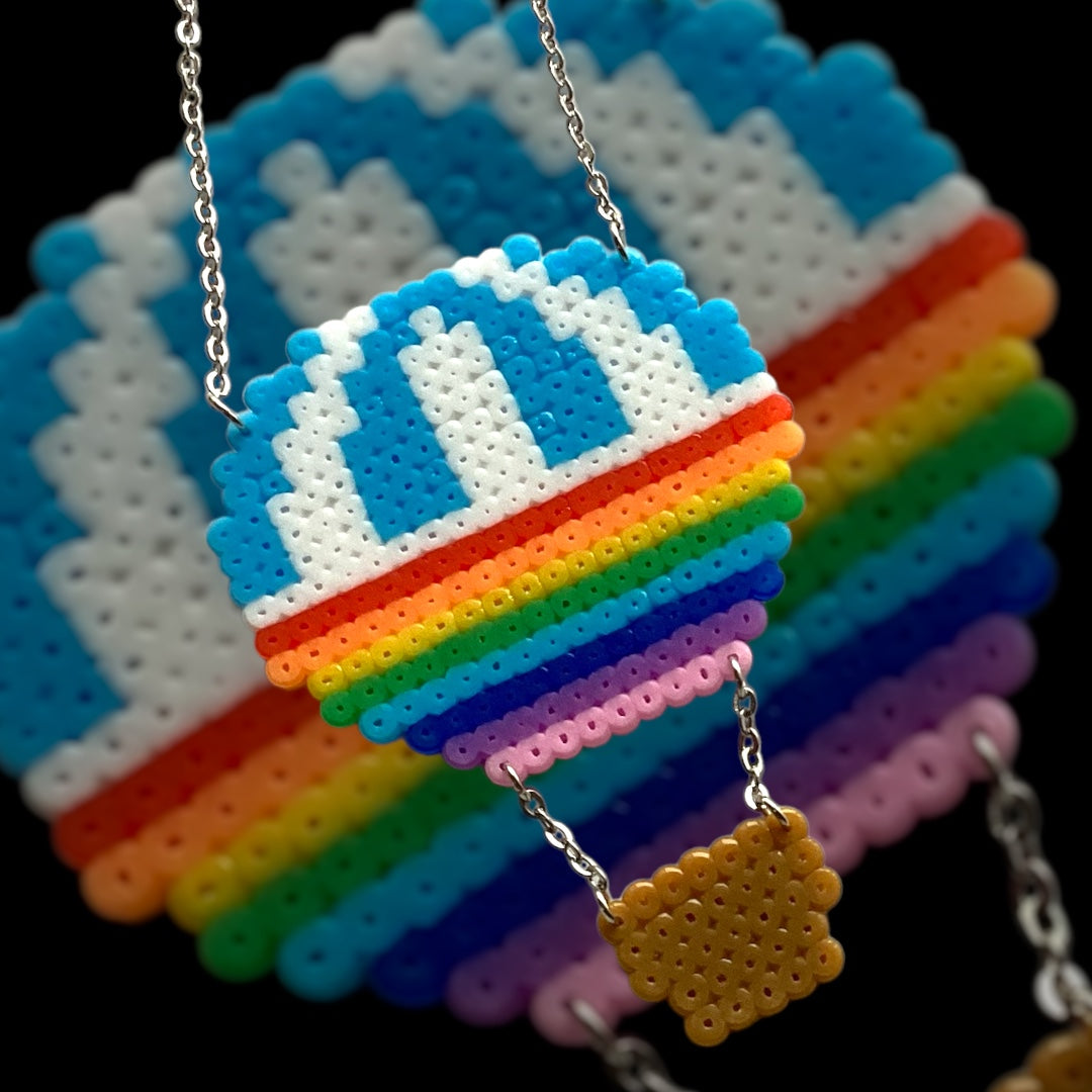 Rainbow Hot Air Balloon - Fuse Bead Necklace