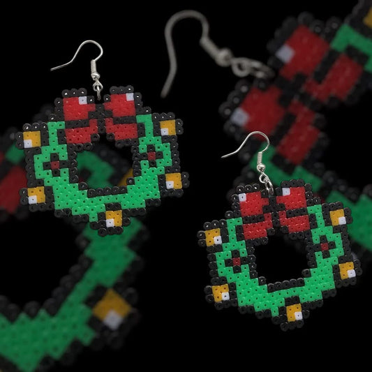 Festive Wreath- Fuse Bead Earrings