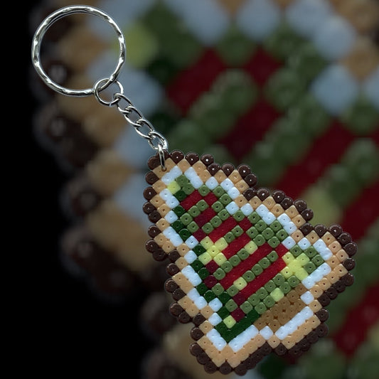 Christmas Tree Cookie - Fuse bead Keychain Charm