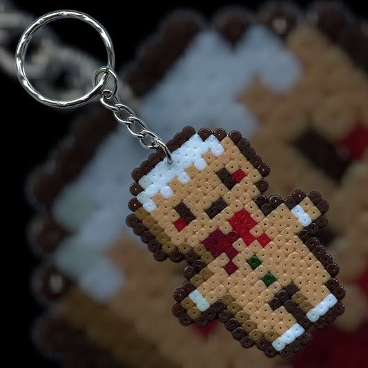 Gingerbread Man- Fuse bead Keychain Charm