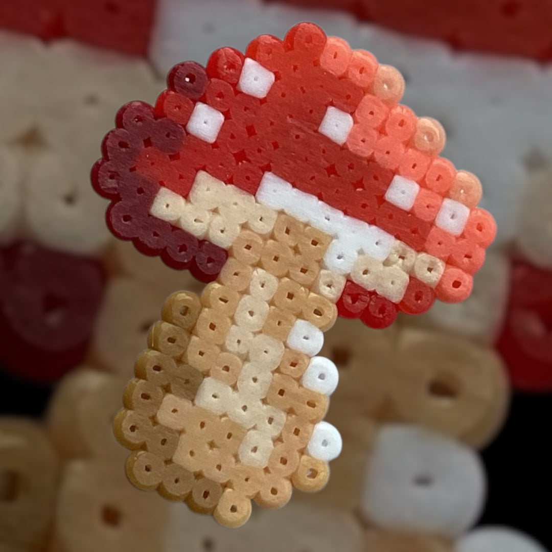Forest Toadstool - Fuse Bead Pin Badge