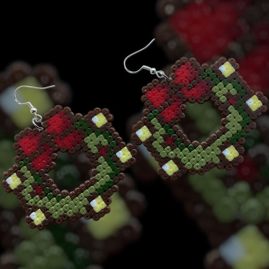 Christmas Wreath - Fuse Bead Earrings