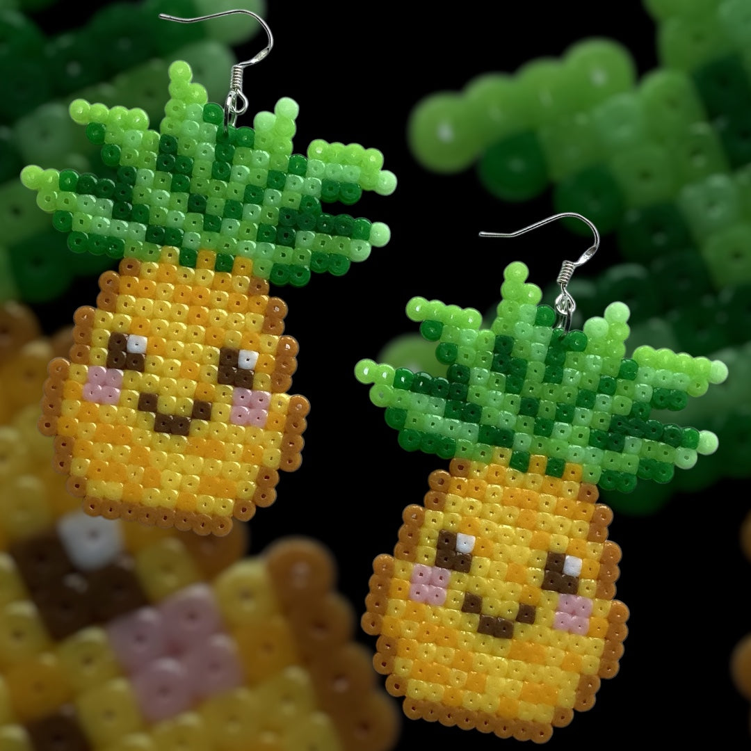 Happy Pineapple - Fuse Bead Earrings