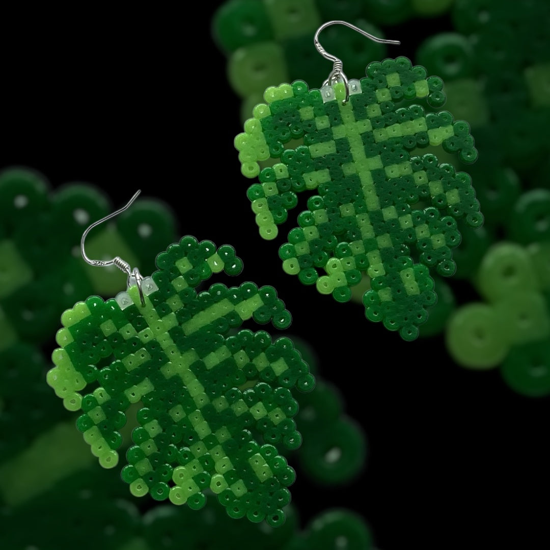 Monstera Leaf - Fuse Bead Earrings