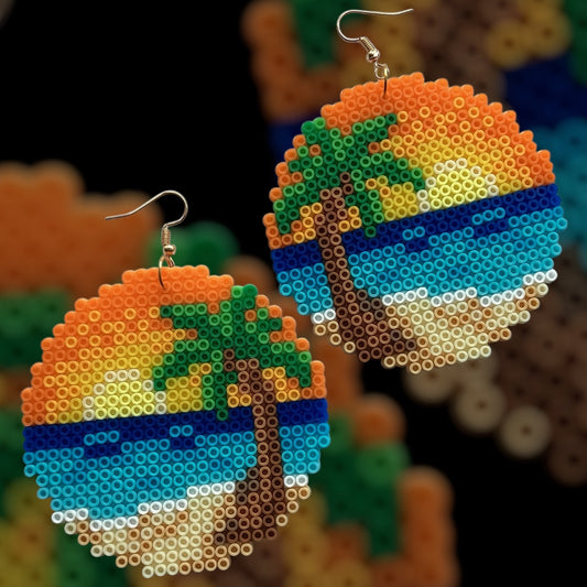 Tropical Sunset Beach - Fuse Bead Earrings