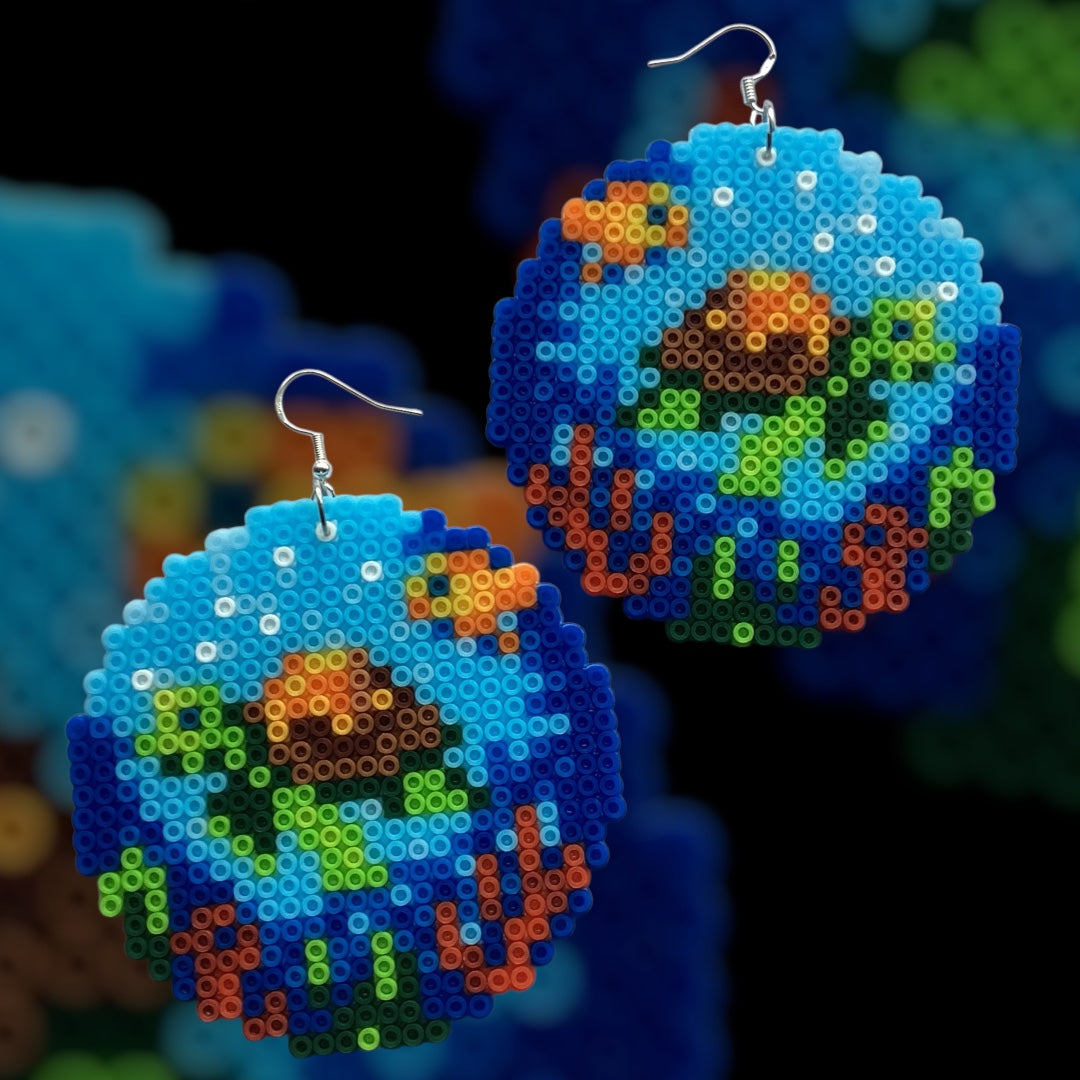 Underwater Sea Turtle- Fuse Bead Earrings