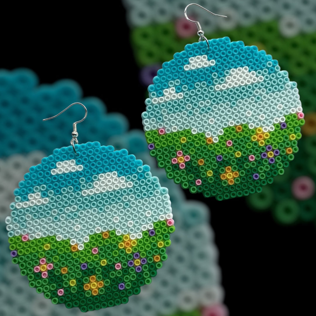 Country Meadow Scene - Fuse Bead Earrings